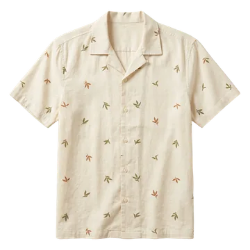 Printed camp-collar shirt