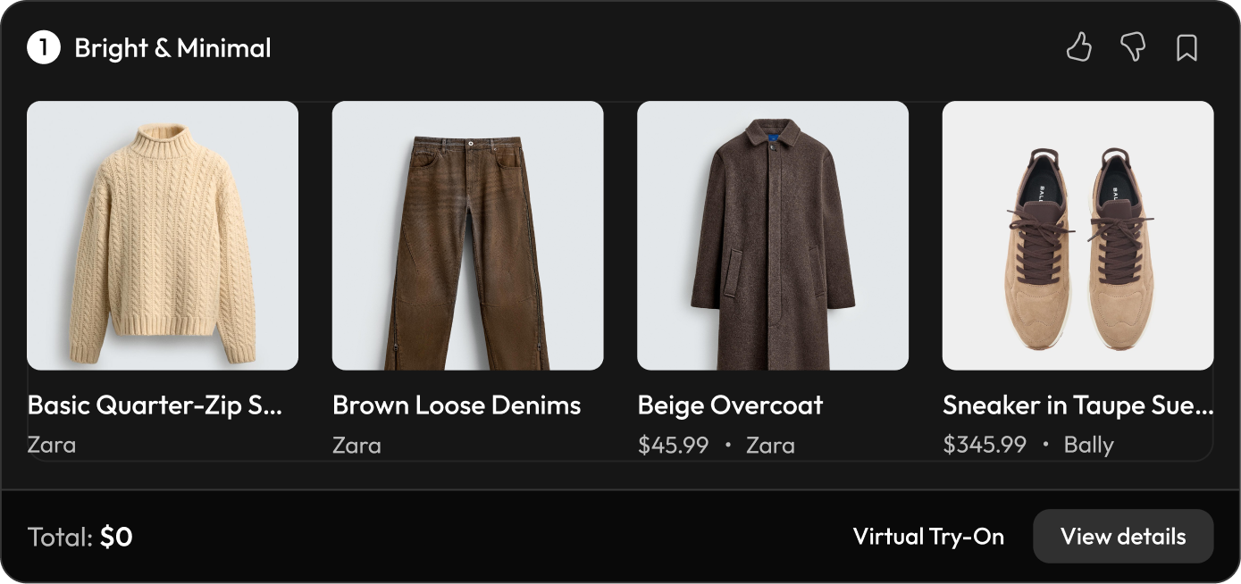 Virtual try-on interface integrated directly onto a brand's e-commerce product page